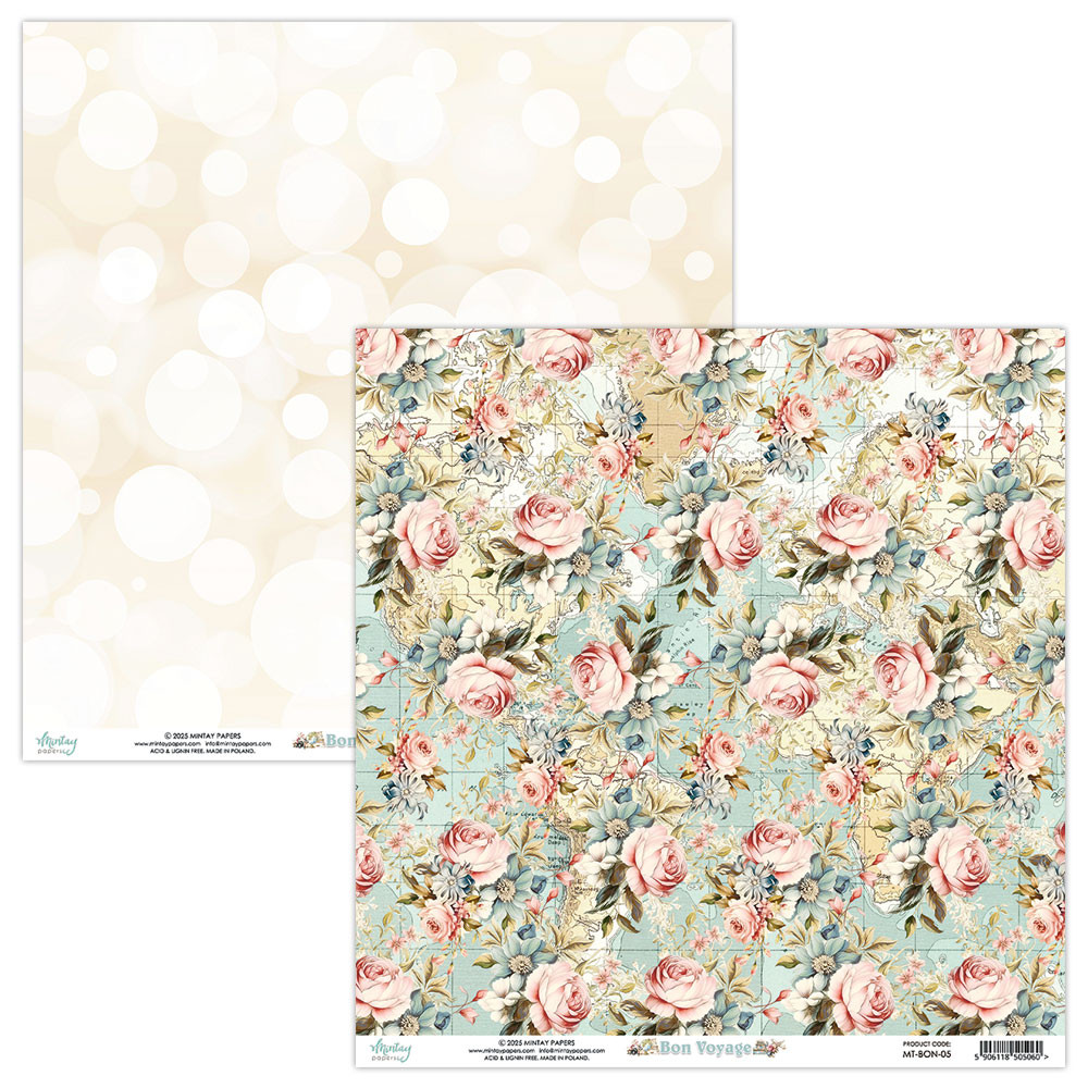 Set of scrapbooking papers 15,2 x 15,2 cm - Mintay - Bon Voyage