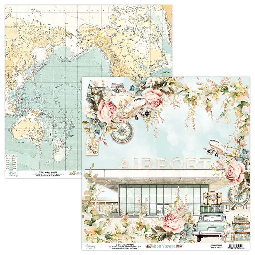 Zestaw papierów do scrapbookingu 15,2 x 15,2 cm - Mintay - Bon Voyage