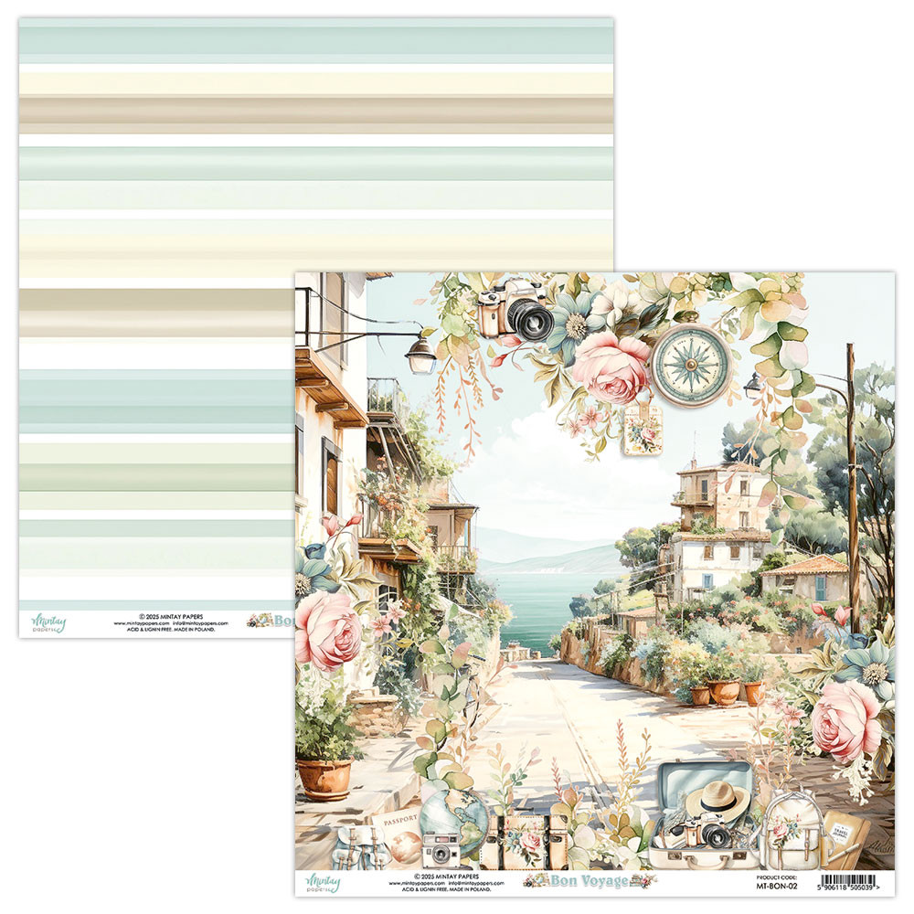 Zestaw papierów do scrapbookingu 15,2 x 15,2 cm - Mintay - Bon Voyage
