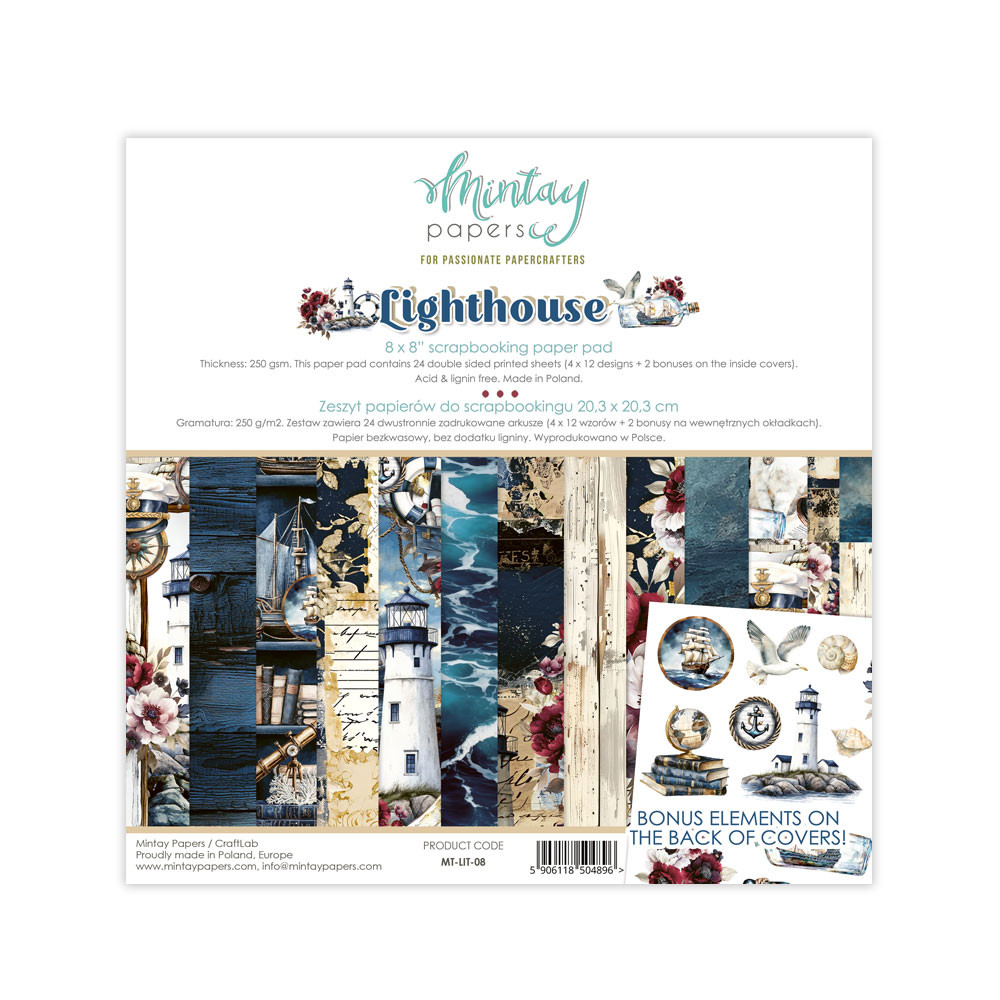 Set of scrapbooking papers 15,2 x 15,2 cm - Mintay - Lighthouse