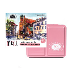 Zestaw akwareli Aquarius w półkostkach Mini Urban Sketchers - Roman Szmal - Pink, 8 kolorów