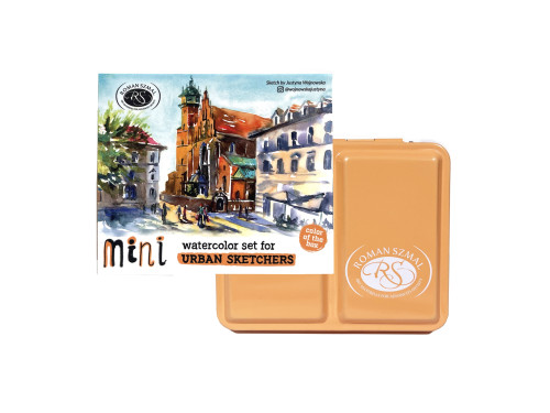 Set of Aquarius watercolor paints Mini Urban Sketchers Apricot - Roman Szmal - 8 colors