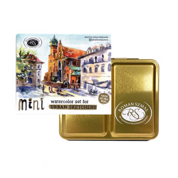 Zestaw akwareli Aquarius w półkostkach Mini Urban Sketchers - Roman Szmal - Gold, 8 kolorów