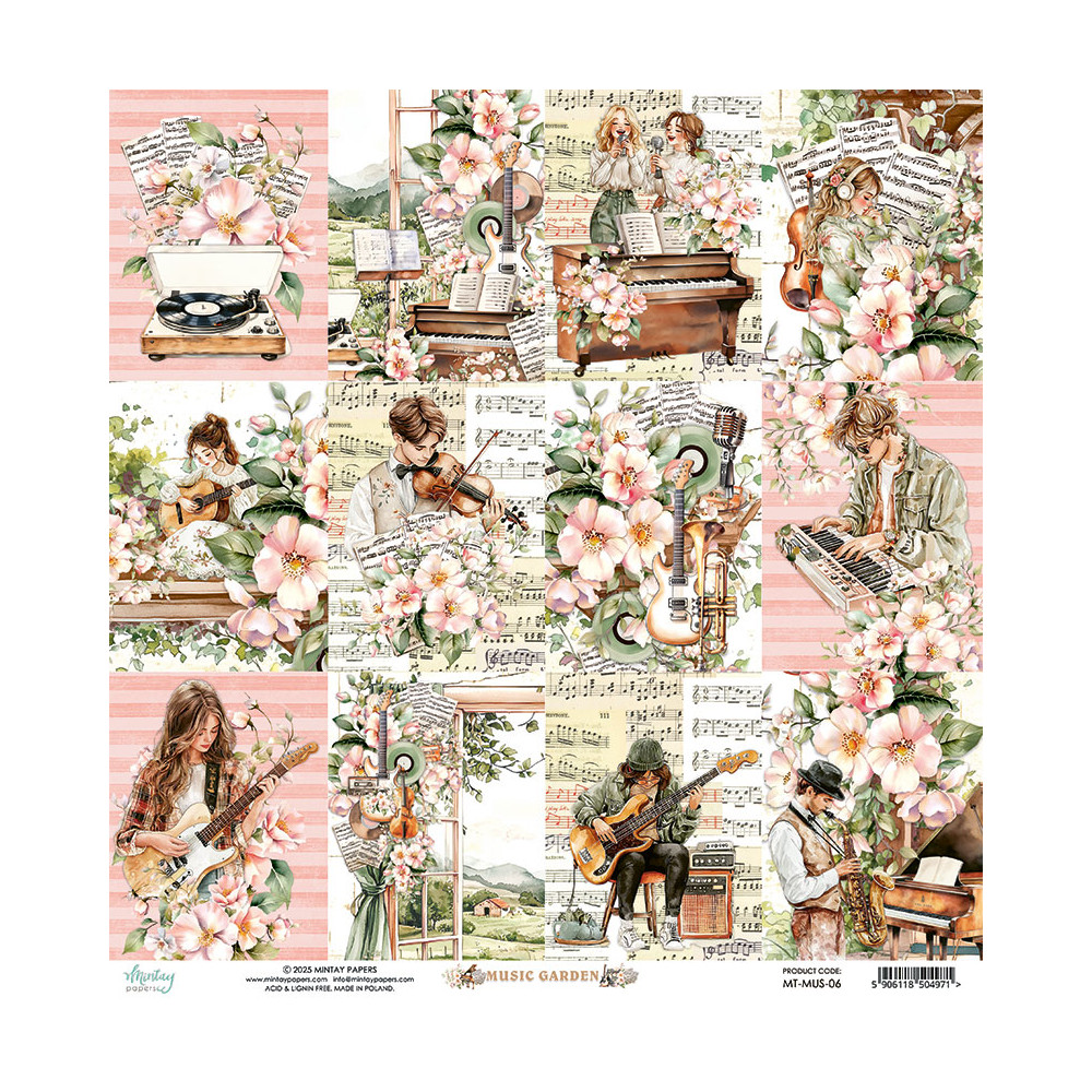 Scrapbooking paper 30,5 x 30,5 cm - Mintay - Music Garden 06
