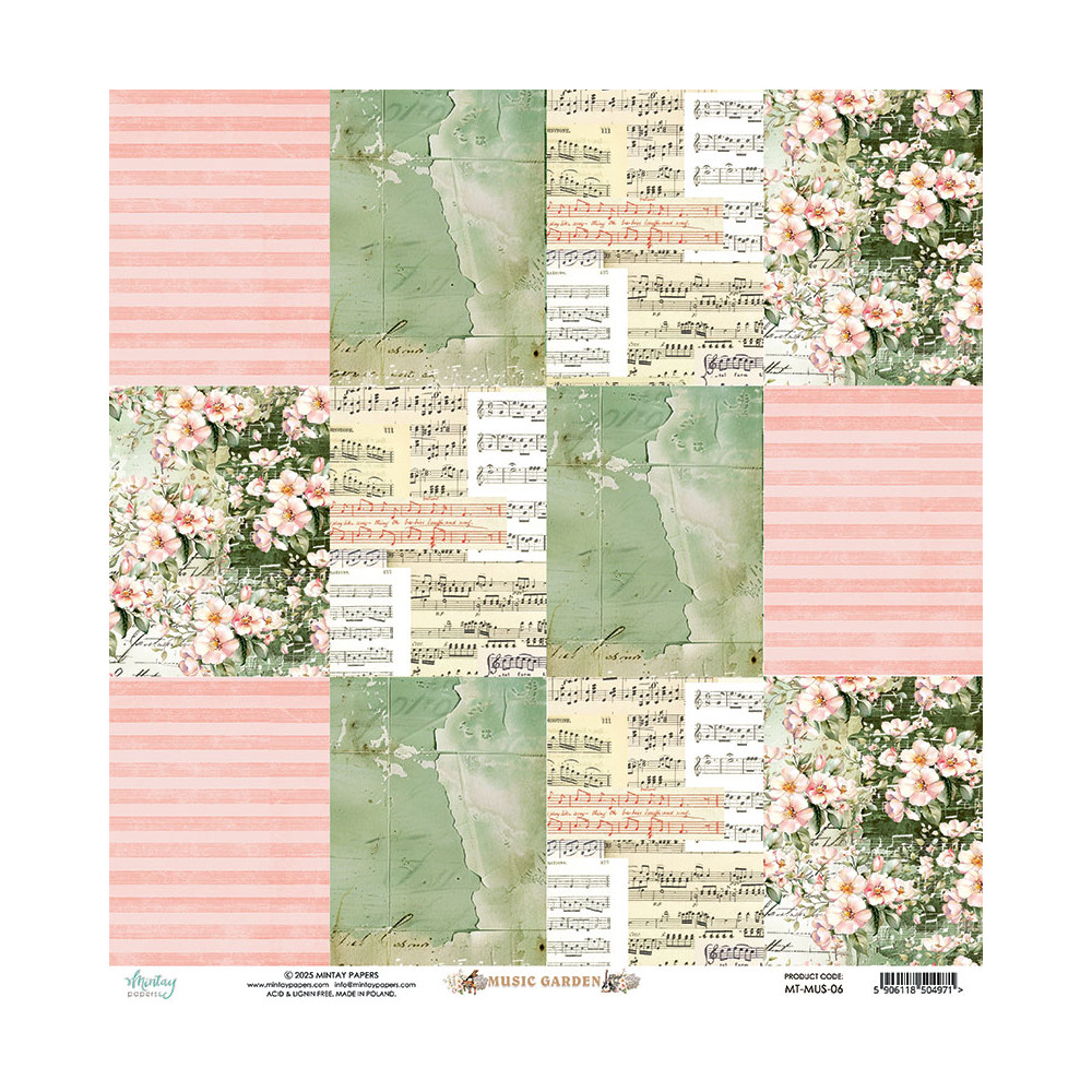 Scrapbooking paper 30,5 x 30,5 cm - Mintay - Music Garden 06