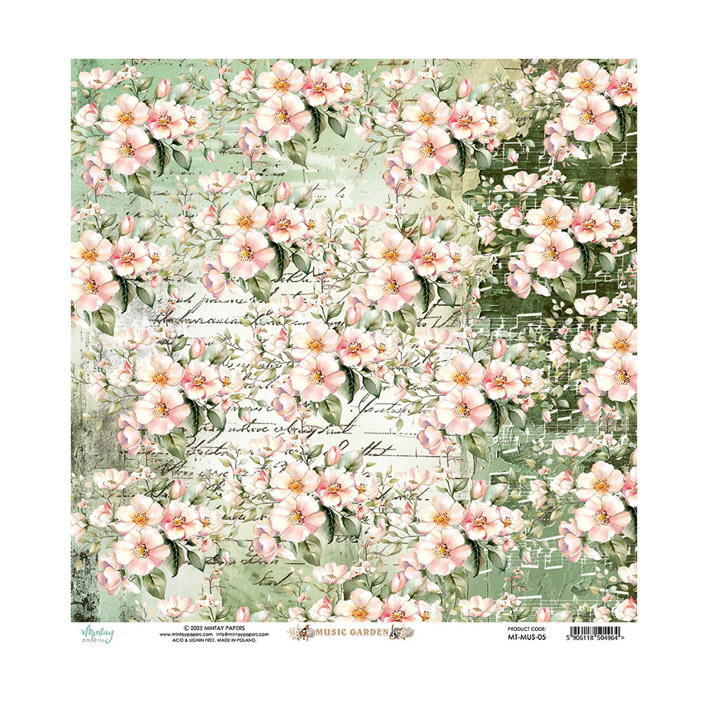 Scrapbooking paper 30,5 x 30,5 cm - Mintay - Music Garden 05