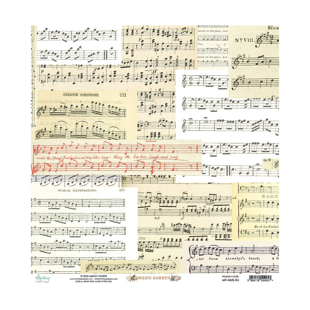 Scrapbooking paper 30,5 x 30,5 cm - Mintay - Music Garden 04