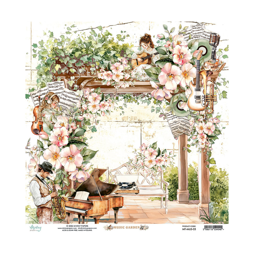 Scrapbooking paper 30,5 x 30,5 cm - Mintay - Music Garden 03