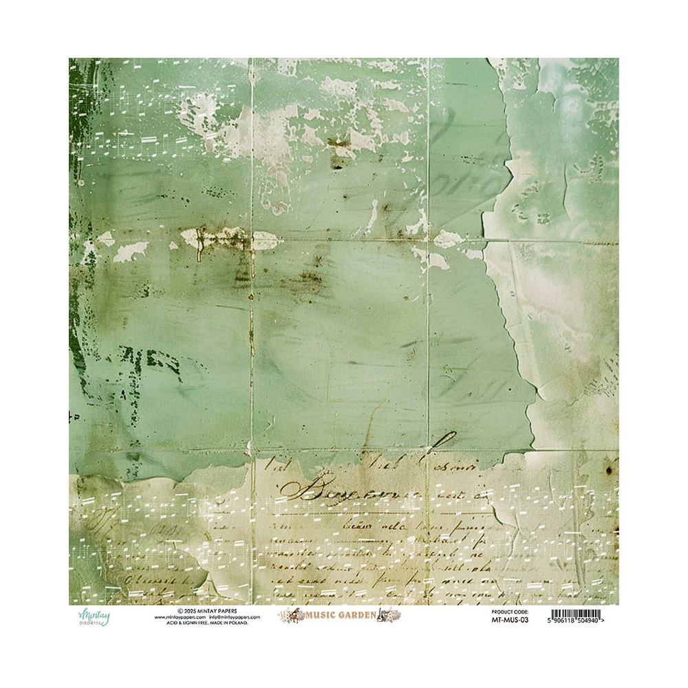 Scrapbooking paper 30,5 x 30,5 cm - Mintay - Music Garden 03