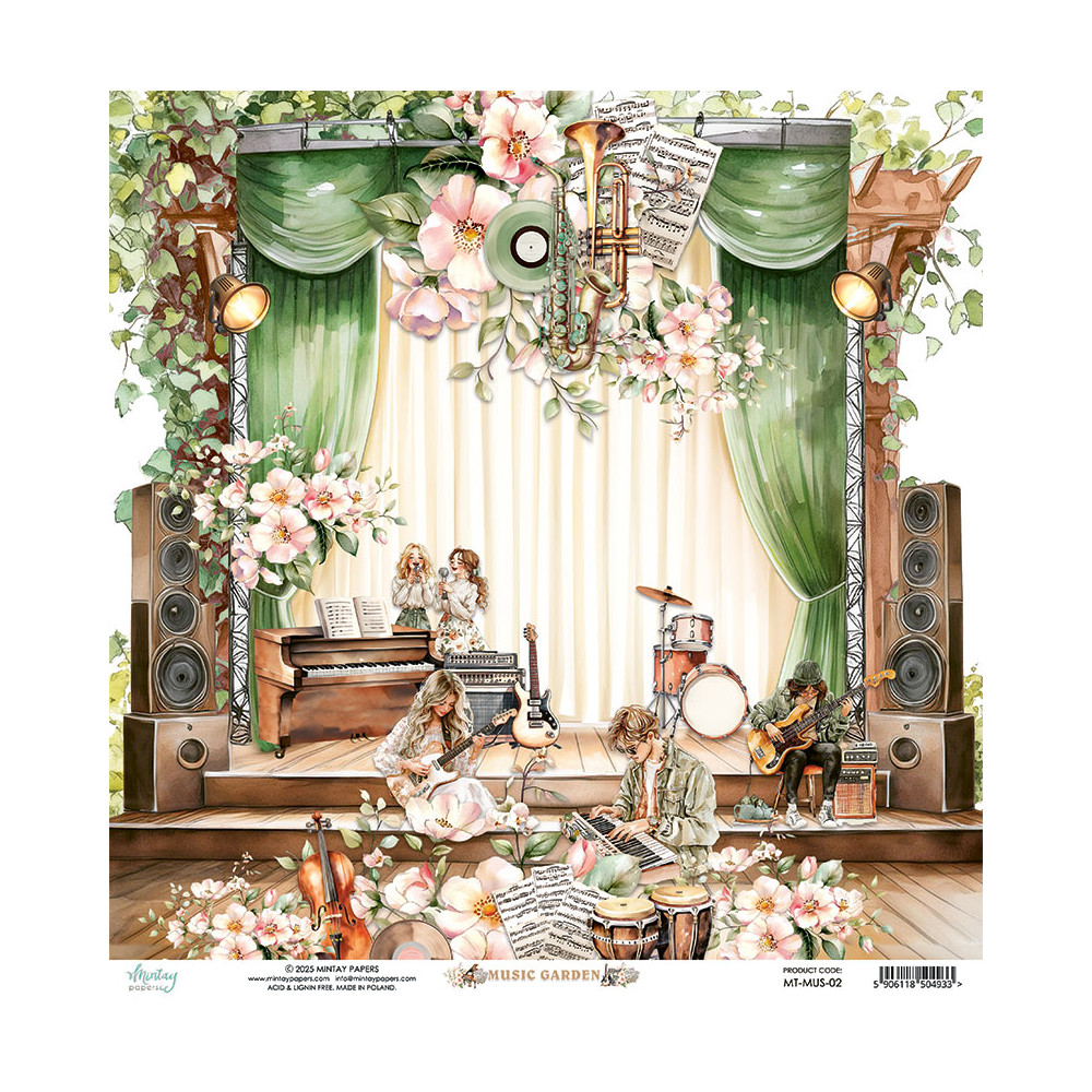 Scrapbooking paper 30,5 x 30,5 cm - Mintay - Music Garden 02