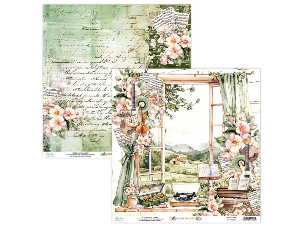 Papier do scrapbookingu 30,5 x 30,5 cm - Mintay - Music Garden 01