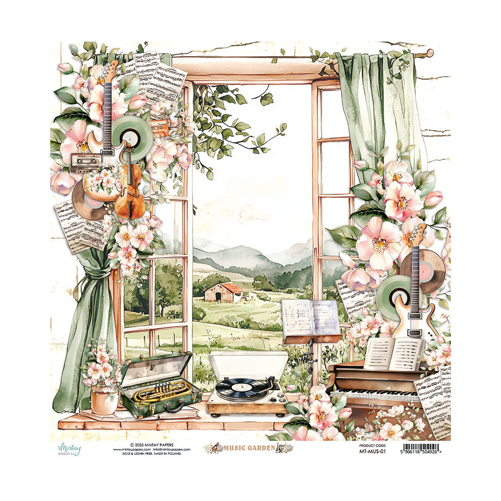 Scrapbooking paper 30,5 x 30,5 cm - Mintay - Music Garden 01