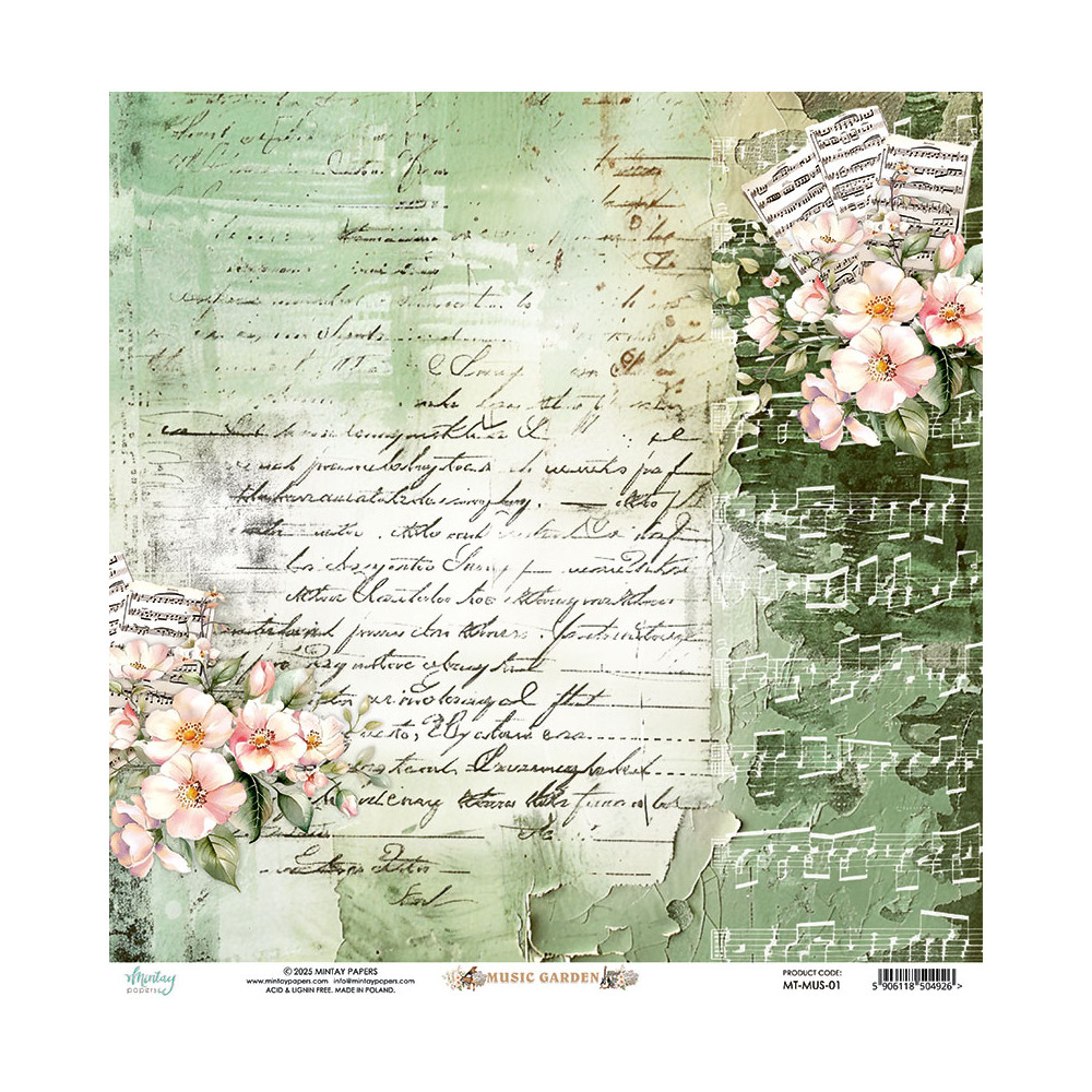 Scrapbooking paper 30,5 x 30,5 cm - Mintay - Music Garden 01