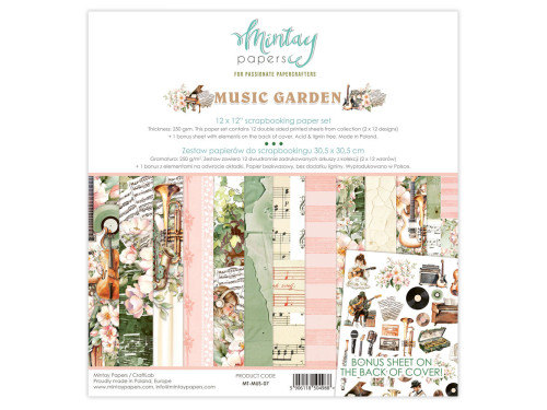 Zestaw papierów do scrapbookingu 30,5 x 30,5 cm - Mintay - Music Garden
