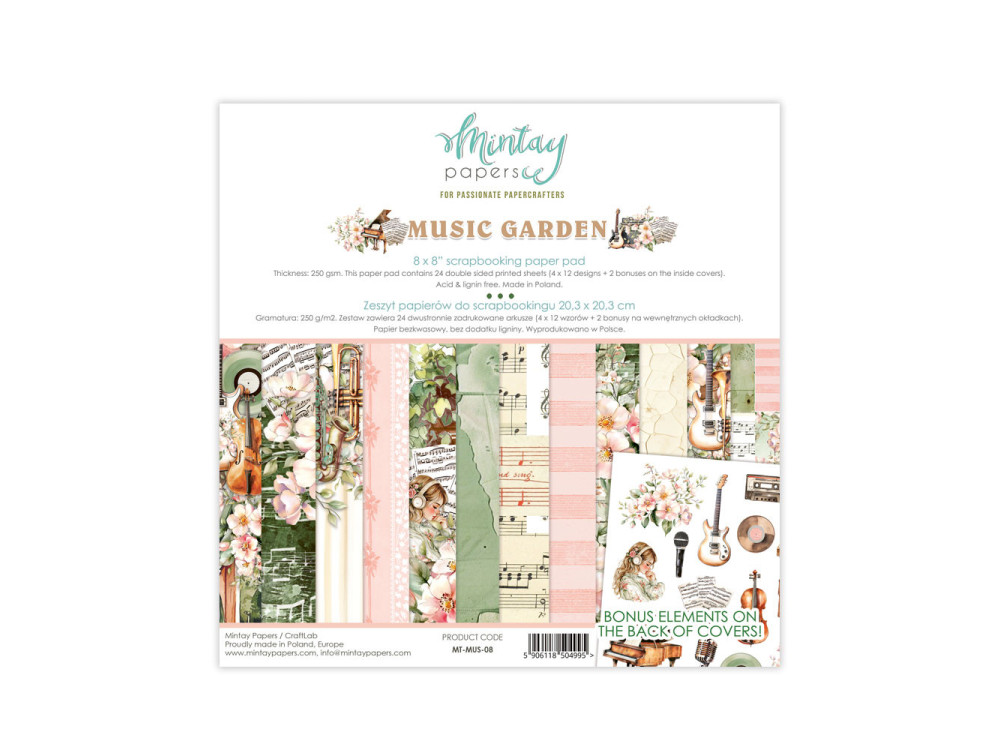 Set of scrapbooking papers 20,3 x 20,3 cm - Mintay - Music Garden