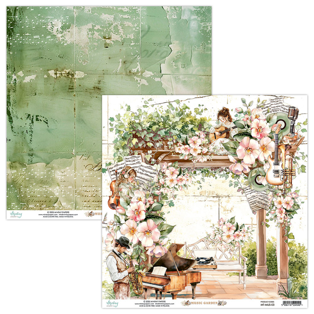 Set of scrapbooking papers 15,2 x 15,2 cm - Mintay - Music Garden