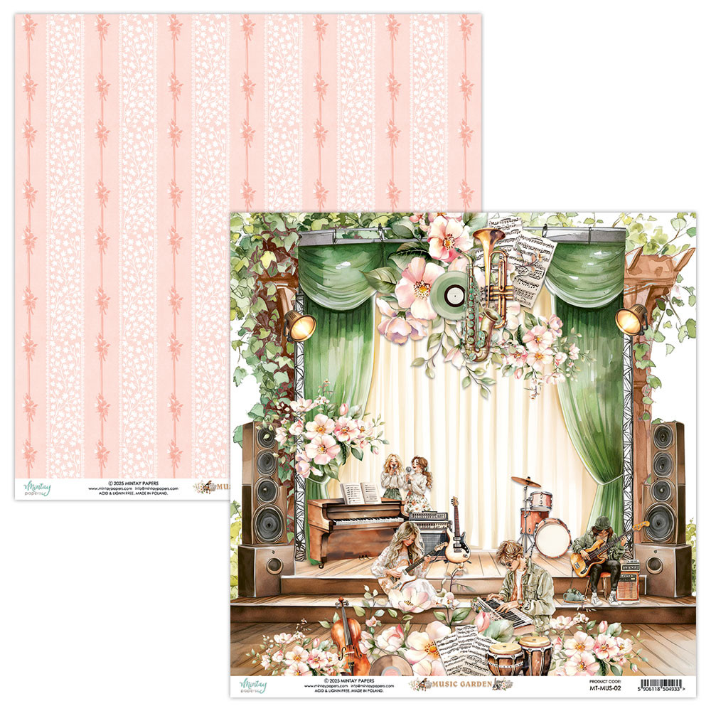 Set of scrapbooking papers 15,2 x 15,2 cm - Mintay - Music Garden