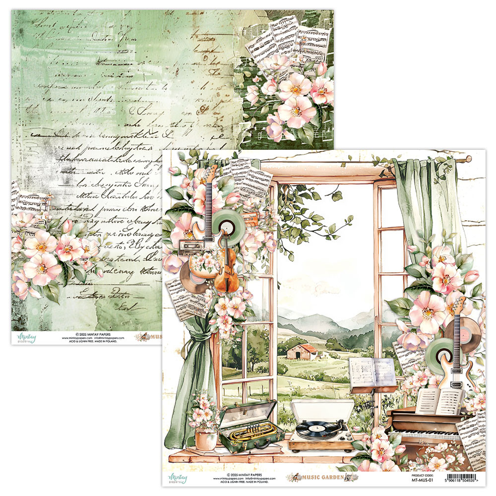 Set of scrapbooking papers 15,2 x 15,2 cm - Mintay - Music Garden