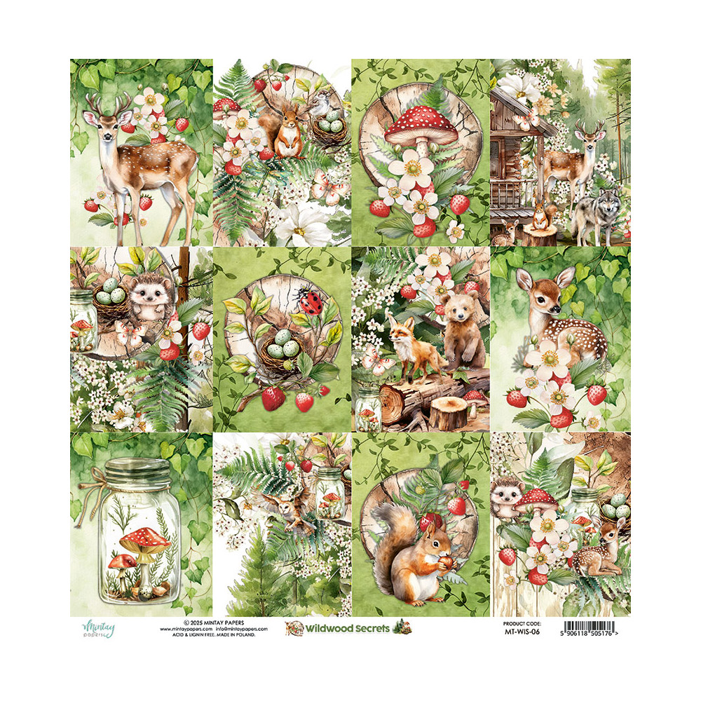 Scrapbooking paper 30,5 x 30,5 cm - Mintay - Wildwood Secrets 06