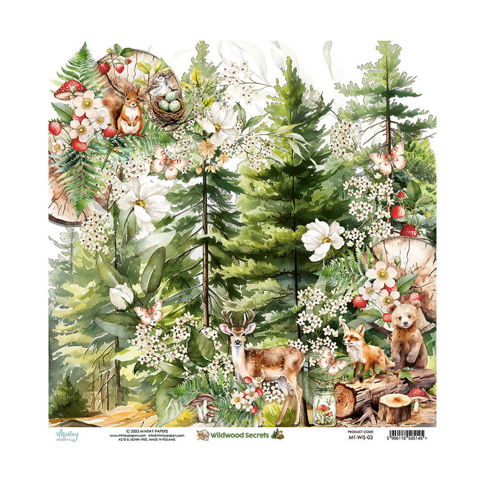 Scrapbooking paper 30,5 x 30,5 cm - Mintay - Wildwood Secrets 03
