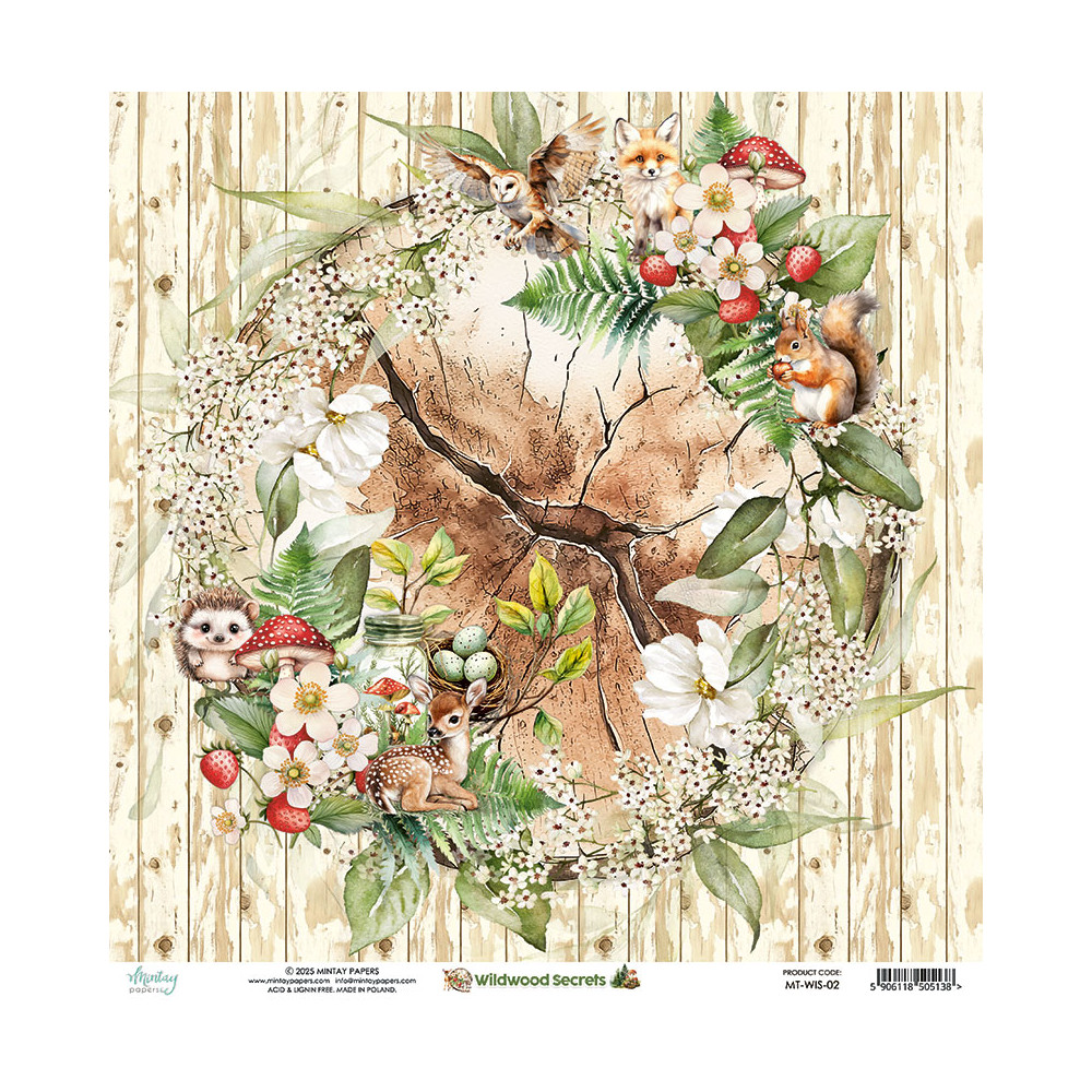 Papier do scrapbookingu 30,5 x 30,5 cm - Mintay - Wildwood Secrets 02