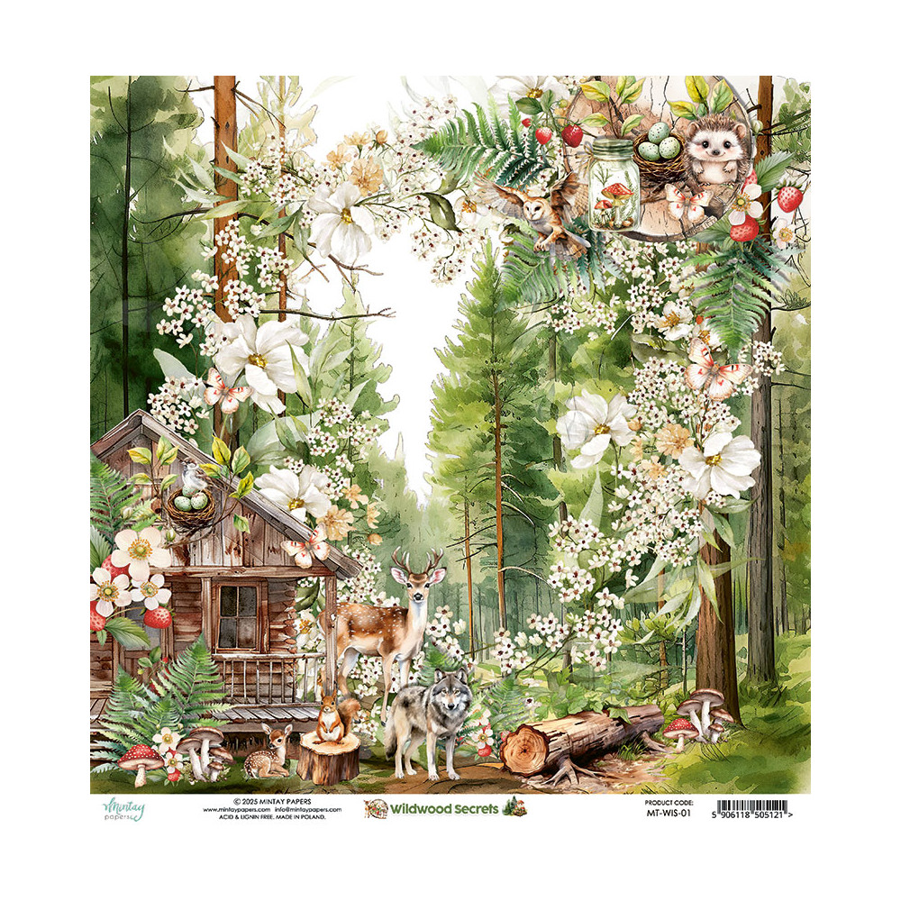 Scrapbooking paper 30,5 x 30,5 cm - Mintay - Wildwood Secrets 01