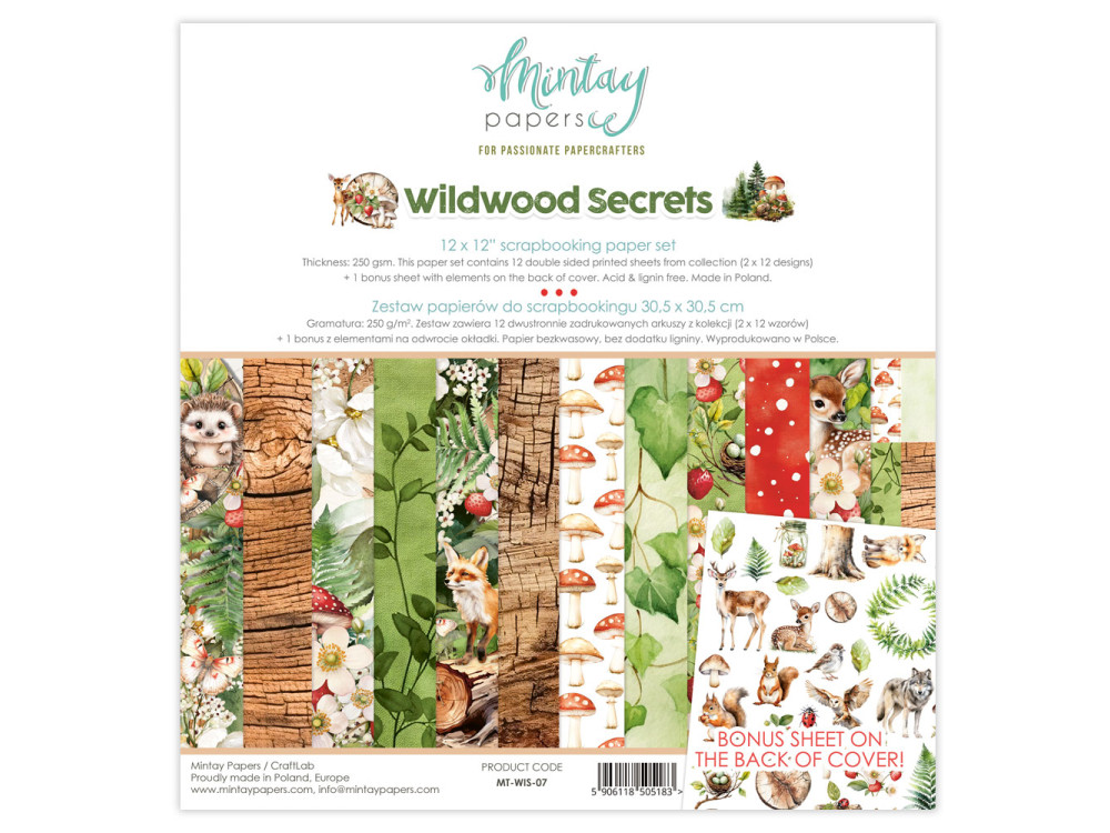 Zestaw papierów do scrapbookingu 30,5 x 30,5 cm - Mintay - Wildwood Secrets