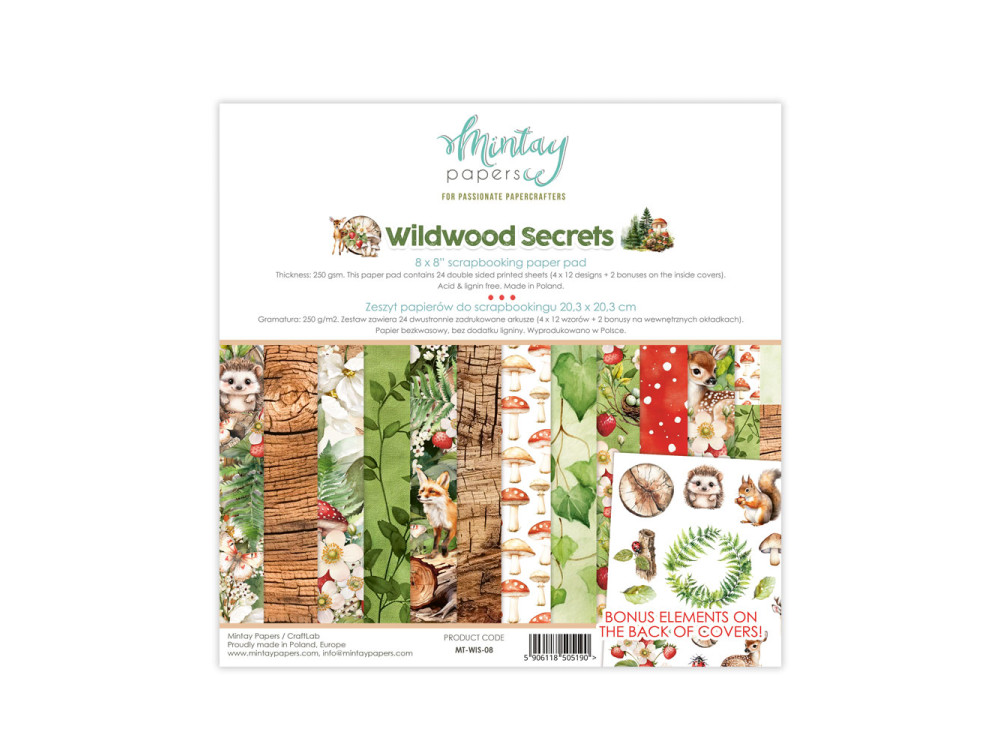 Set of scrapbooking papers 20,3 x 20,3 cm - Mintay - Wildwood Secrets