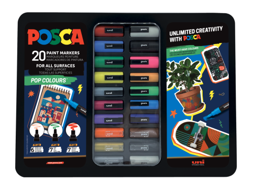 Set of Pop Colours Posca Paint Marker Pens - Uni - 20 pcs.