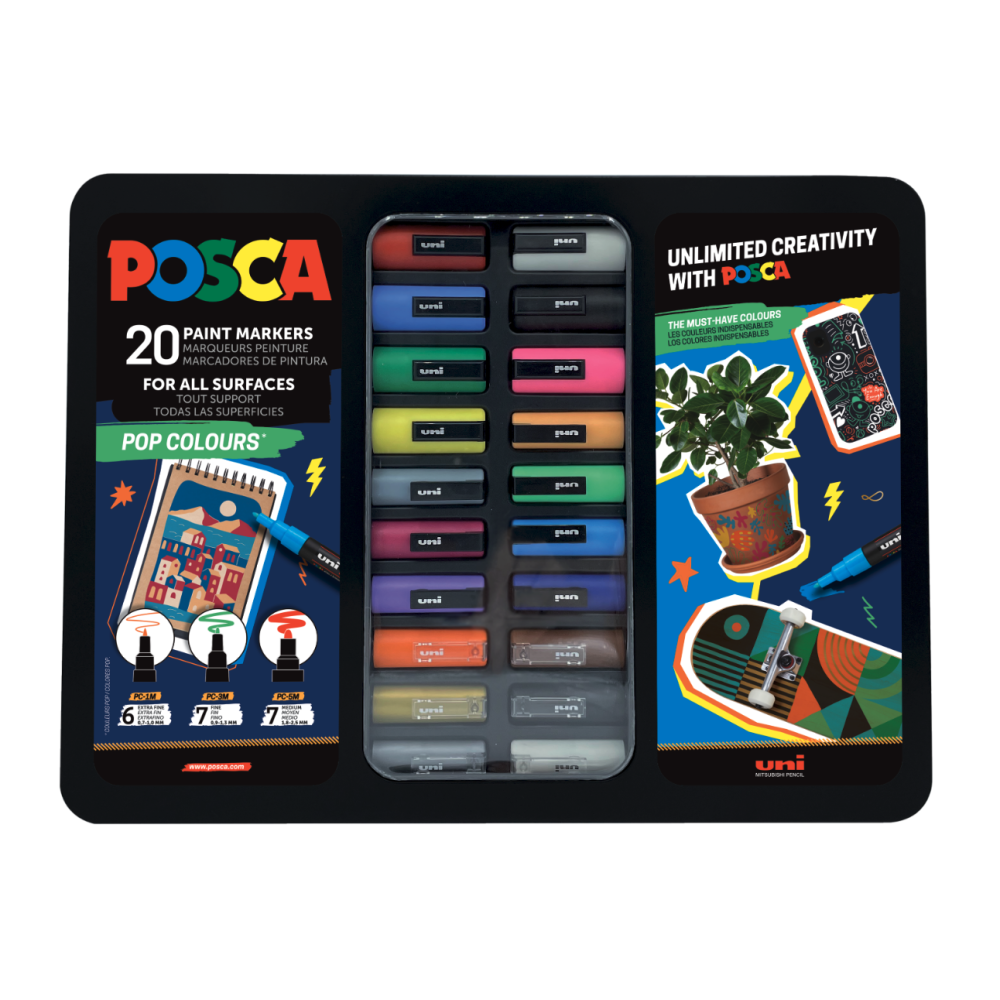 Set of Pop Colours Posca Paint Marker Pens - Uni - 20 pcs.