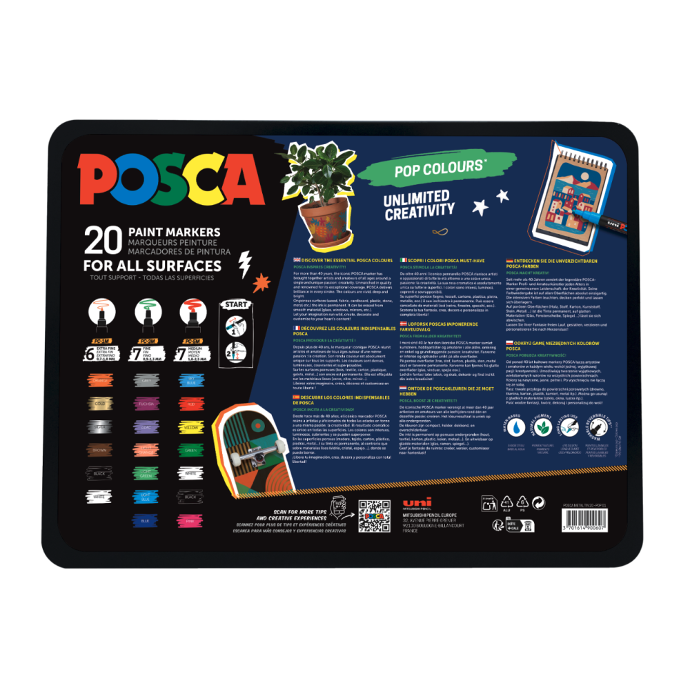 Set of Pop Colours Posca Paint Marker Pens - Uni - 20 pcs.