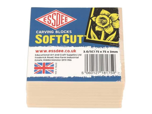 Płyty do linorytu SoftCut - Essdee - gumowe, 75 x 75 x 3 mm, 10 szt.