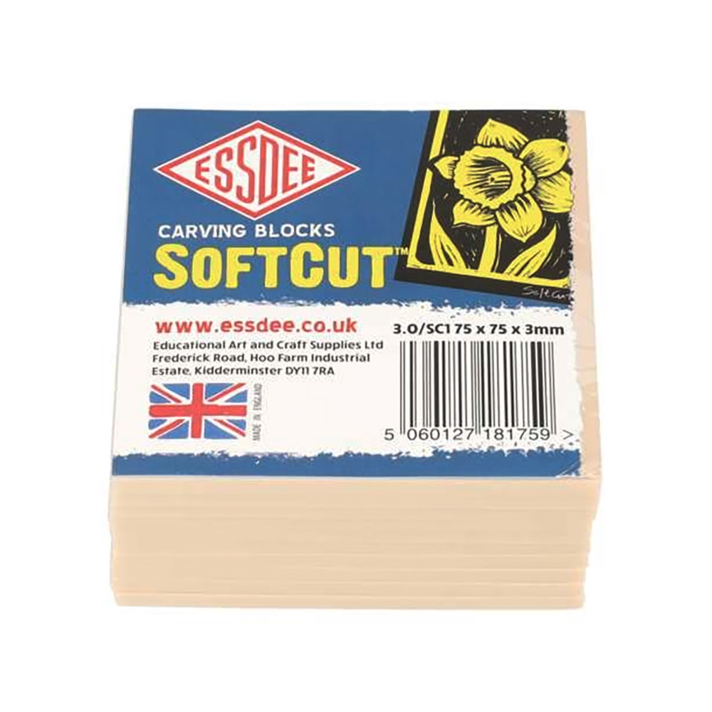 Płyty do linorytu SoftCut - Essdee - gumowe, 75 x 75 x 3 mm, 10 szt.