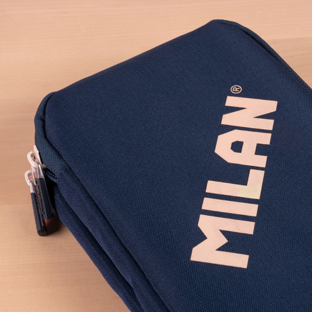 Piórnik dwupoziomowy z wyposażeniem 430 - Milan - granatowy