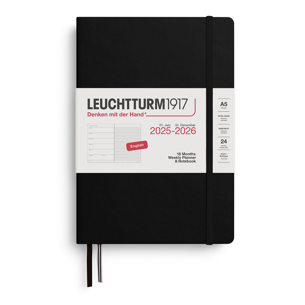 Weekly Planner & Notebook 2025/2026 A5 - Leuchtturm1917 - Black, hardcover