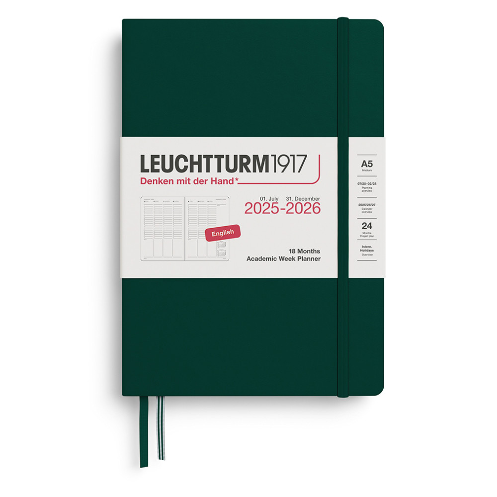 Academic Planner & Notebook 2025/2026 A5 - Leuchtturm1917 - Forest Green, hardcover