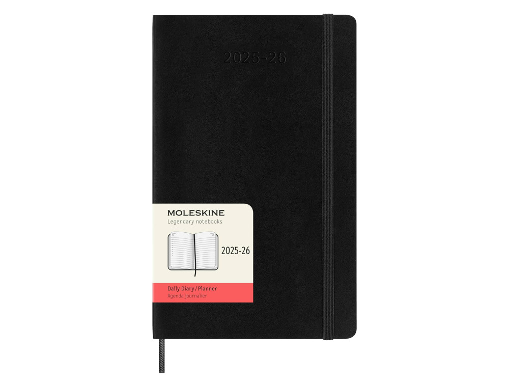 Daily planner 2025/2026 L - Moleskine - Black, soft cover