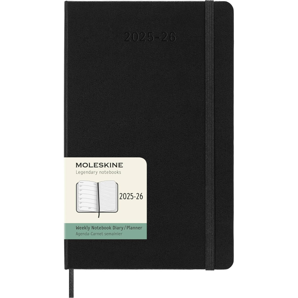 Kalendarz tygodniowy 2025/2026 L - Moleskine - Black, twarda okładka
