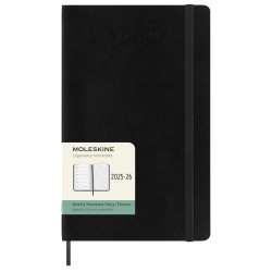 Kalendarz tygodniowy 2025/2026 L - Moleskine - Black, miękka okładka