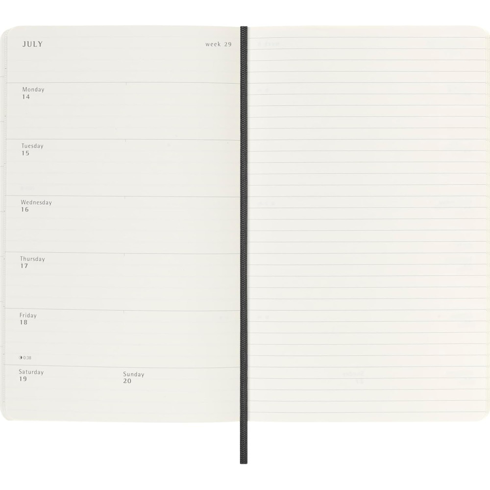Kalendarz tygodniowy 2025/2026 L - Moleskine - Black, miękka okładka