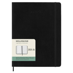 Kalendarz tygodniowy 2025/2026 XL - Moleskine - Black, miękka okładka