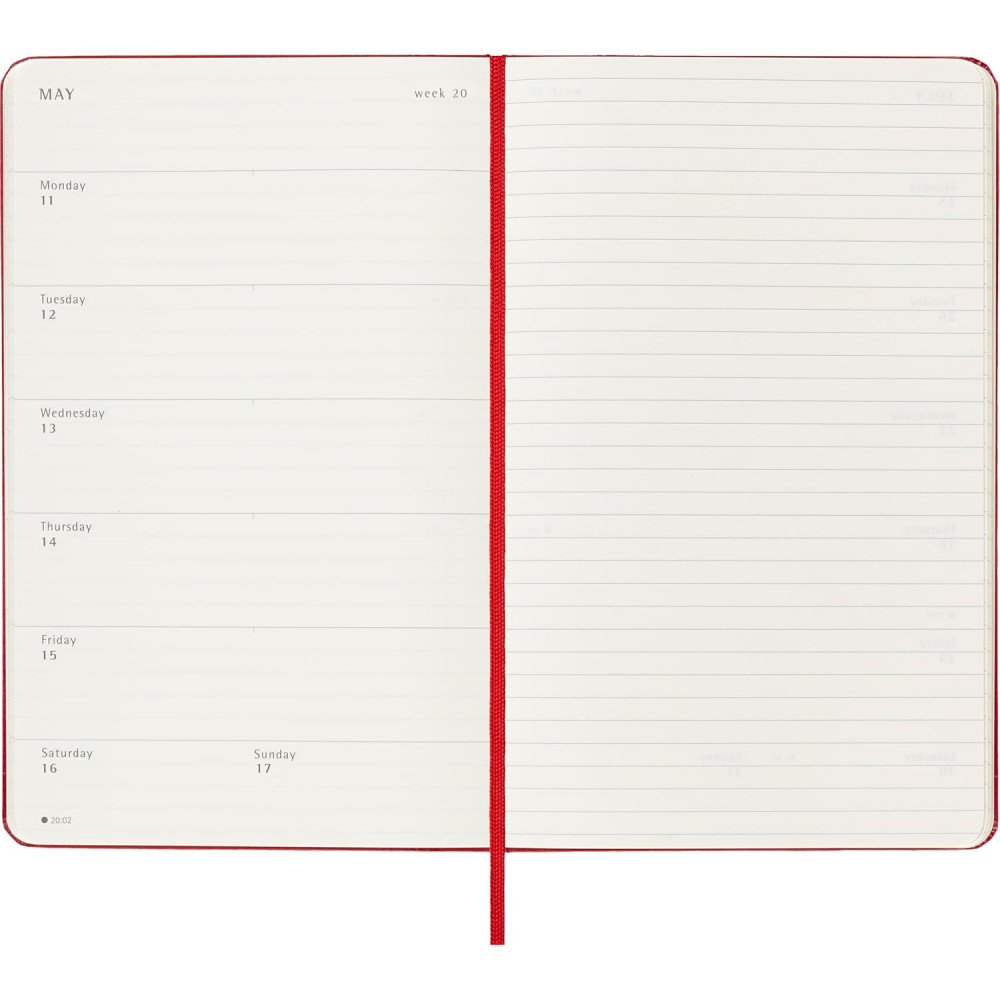 Kalendarz tygodniowy 2025/2026 L - Moleskine - Scarlet Red, twarda okładka