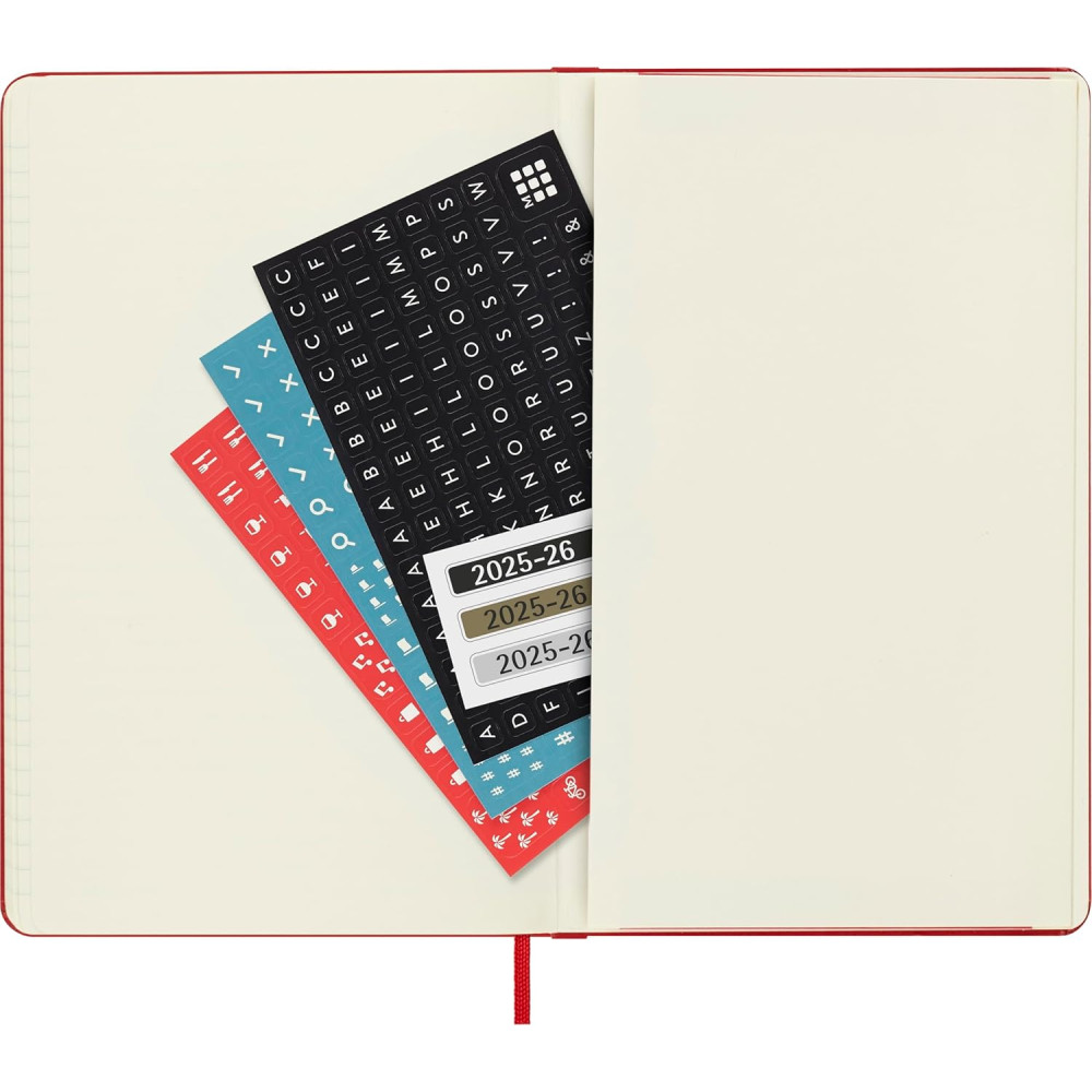 Kalendarz tygodniowy 2025/2026 L - Moleskine - Scarlet Red, twarda okładka