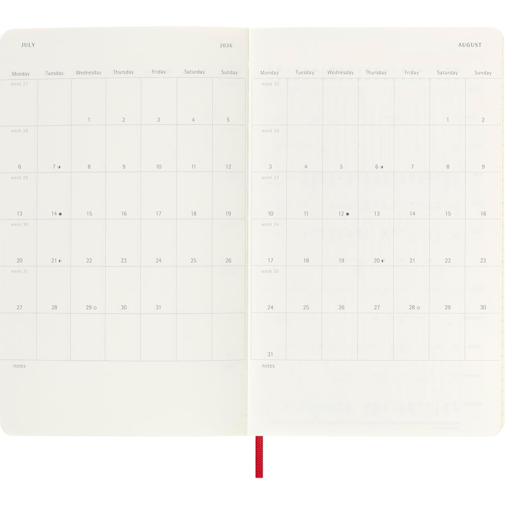 Weekly planner 2025/2026 L - Moleskine - Scarlet Red, soft cover