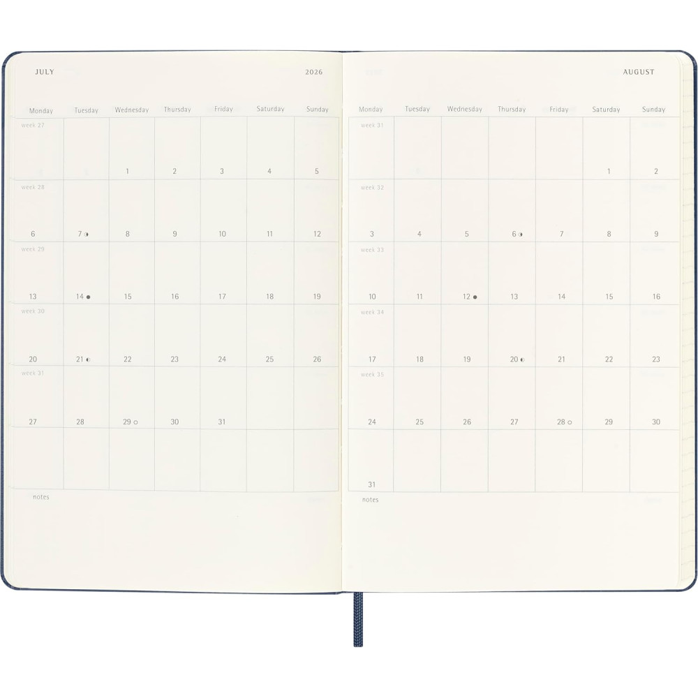 Kalendarz tygodniowy 2025/2026 L - Moleskine - Sapphire Blue, twarda okładka