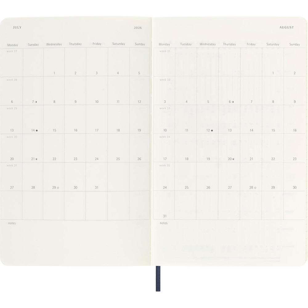 Kalendarz tygodniowy 2025/2026 L - Moleskine - Sapphire Blue, miękka okładka