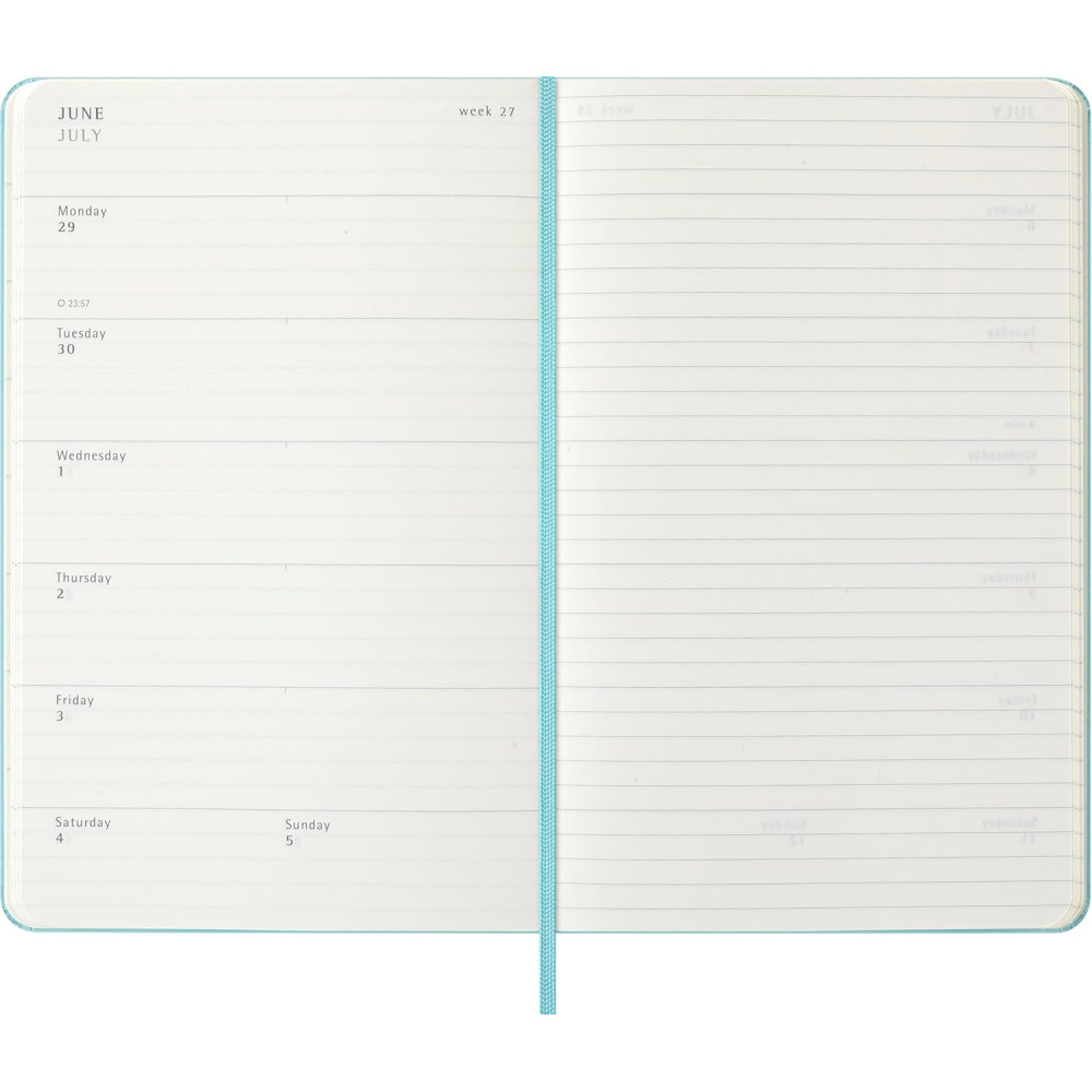 Kalendarz tygodniowy 2025/2026 L - Moleskine - Aquamarine, twarda okładka