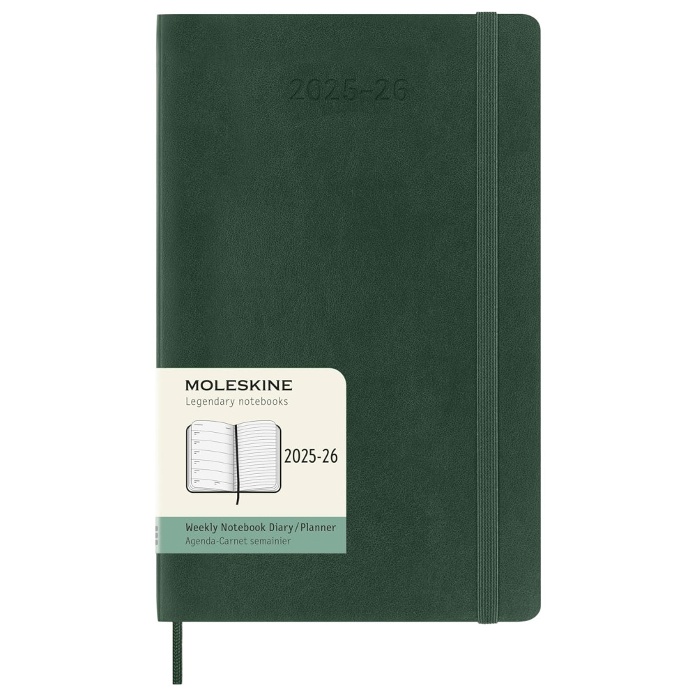 Kalendarz tygodniowy 2025/2026 L - Moleskine - Myrtle Green, miękka okładka