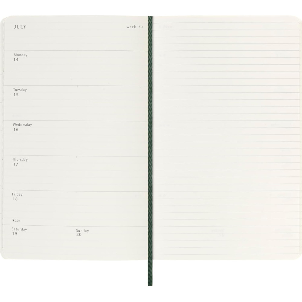 Kalendarz tygodniowy 2025/2026 L - Moleskine - Myrtle Green, miękka okładka