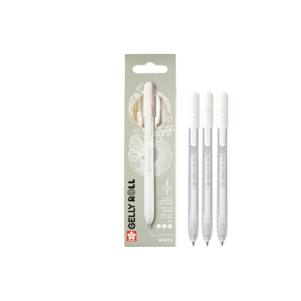 Zestaw długopisów żelowych Gelly Roll Classic - Sakura - White, 0,40 mm, 3 szt.